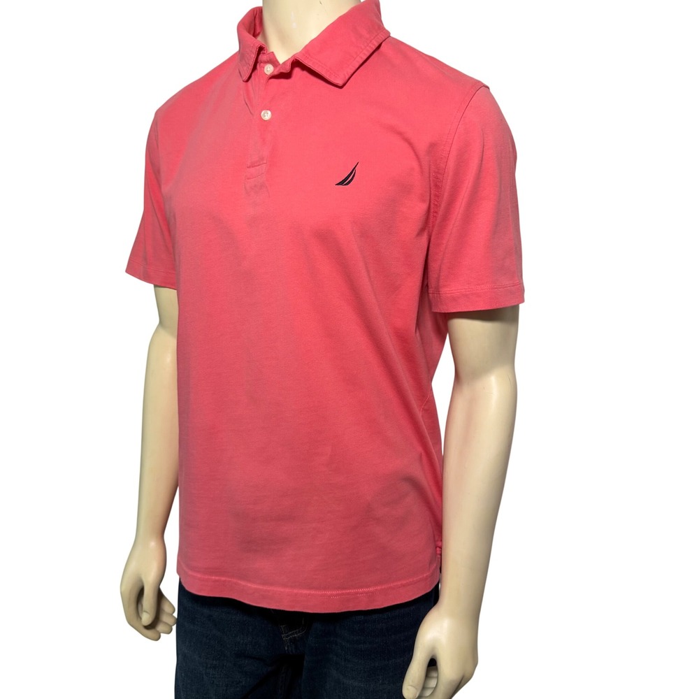 Nautica Mens XL Coral Pink Short Sleeve Cotton Polo Shirt J-Class Logo - Picture 3 of 8